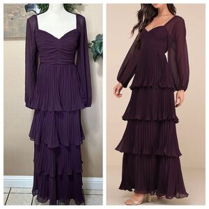 Impactful Elegance Purple Tiered Balloon Sleeve Maxi Dress